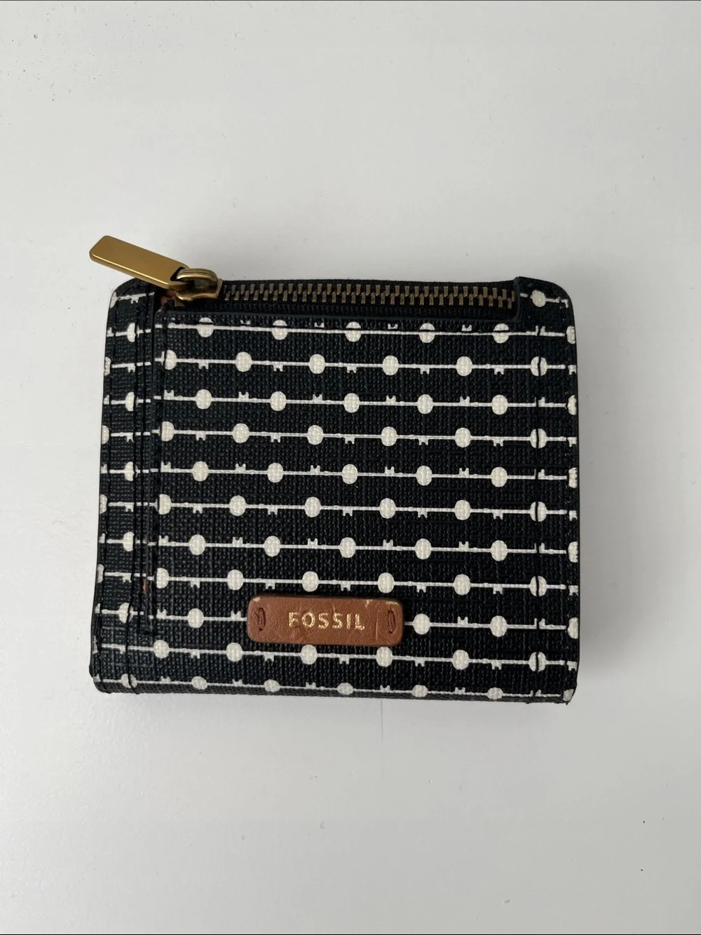 Fossil Emma Black & White Print PVC Mini Wallet 3.5